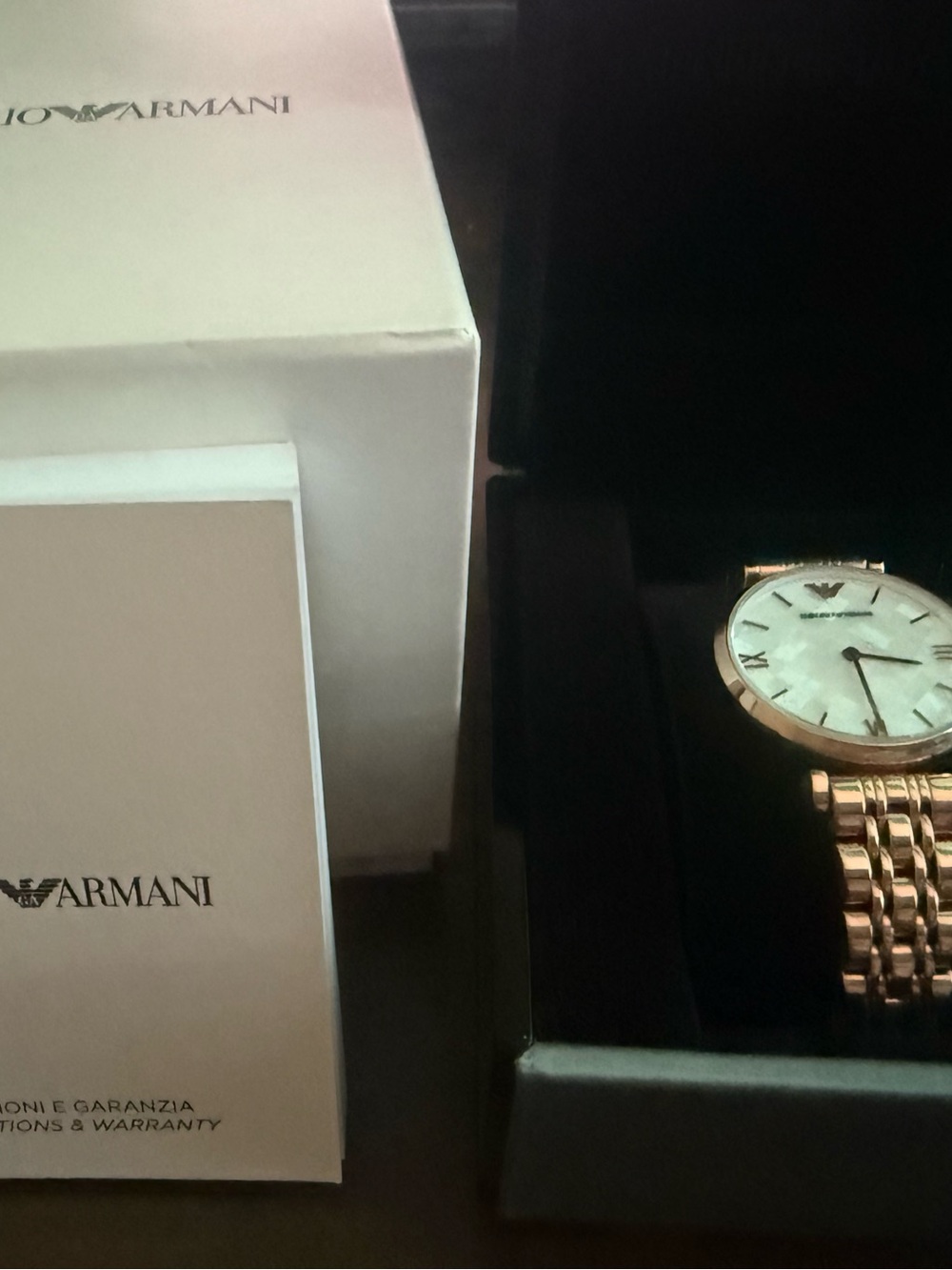 Emporio Armani women’s Gold Bracelet Watch with White Dial